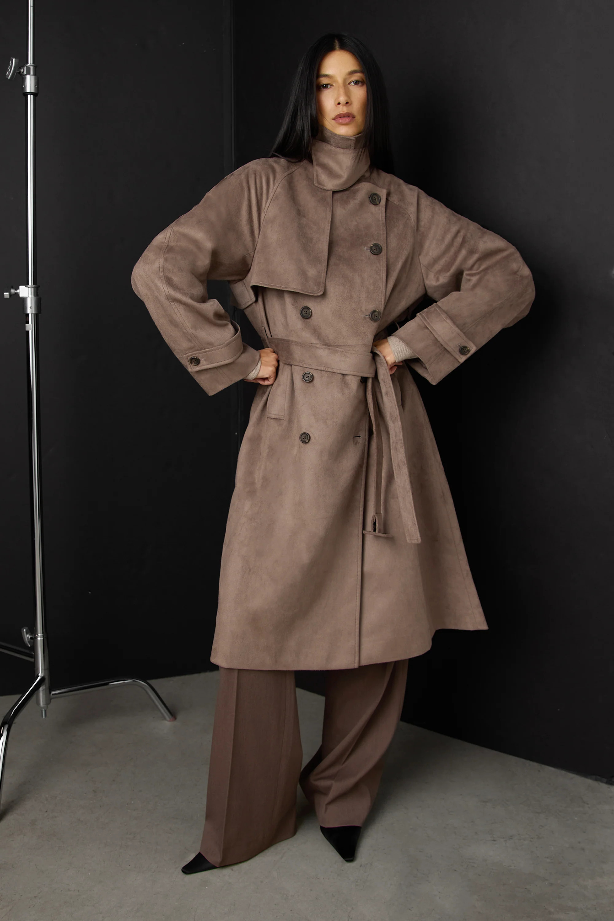VEGAN SUEDE TRENCH COAT | OAK + FORT