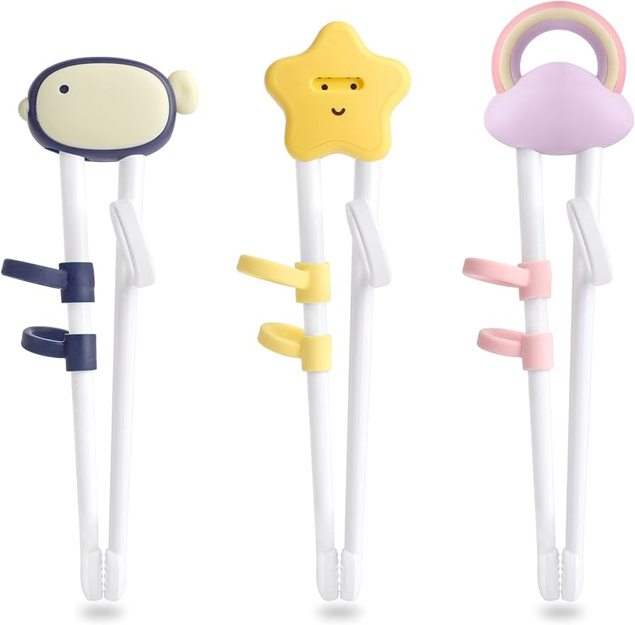 Training chopsticks for kids and beginners, 3 Pairs chopstick set with attachable learning chopst... | Amazon (US)