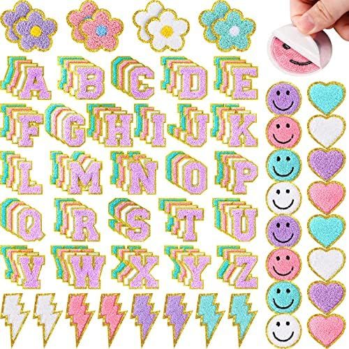 136 Pcs Chenille Iron on Patches for Clothing Varsity Letter Patches Self Adhesive Chenille Patches  | Amazon (US)