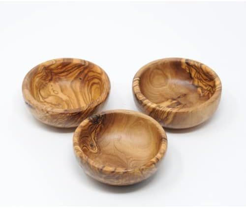 3" Olive Wood Mini Spice Bowls Set of 3 Handmade Bowls, Handcrafted Wooden Mini Bowls | Amazon (US)