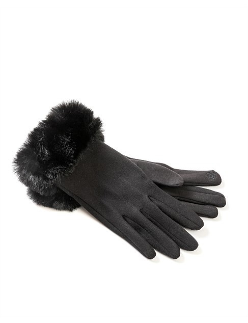 Gregory Ladner Glove With Faux Fur Trim | David Jones | David Jones (Australia & New Zealand)