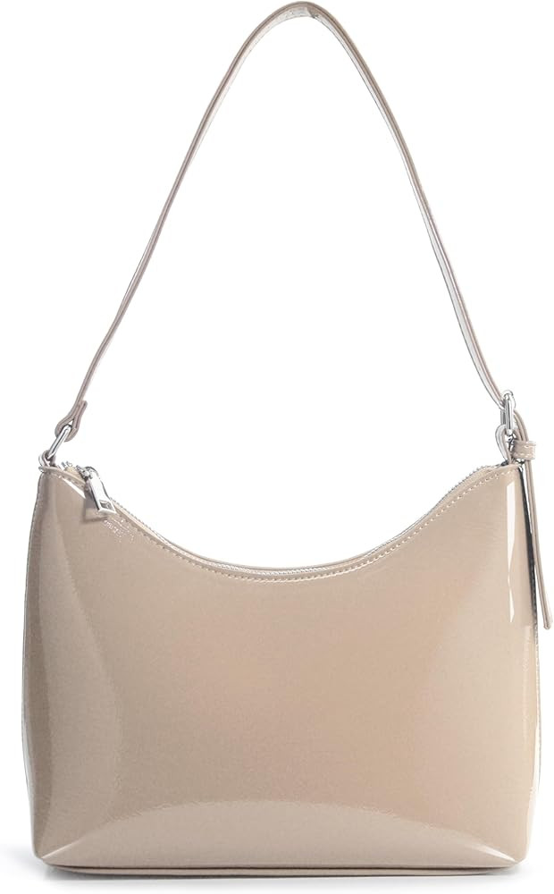 HOXIS Minimalist Faux Patent Leather Shoulder Bag Shiny Women Purse Y2K Style (Nude): Handbags: A... | Amazon (US)