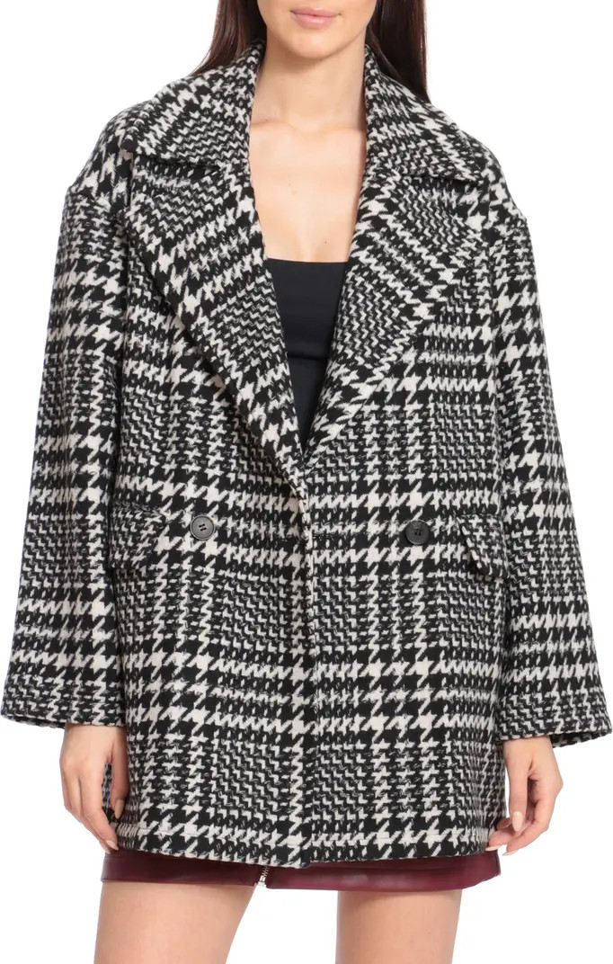 Houndstooth Plaid Oversize Wool Blend Coat | Nordstrom