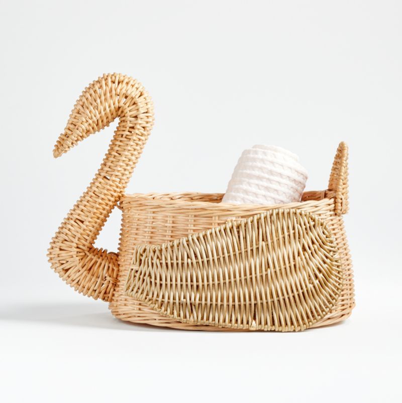 Natural and Gold Swan Toy Basket + Reviews | Crate & Kids | Crate & Barrel