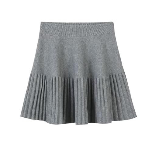 SANGTREE Women's Stretch Waist A Line Pleated Knitted Skirt, Grey, X-Small | Amazon (US)