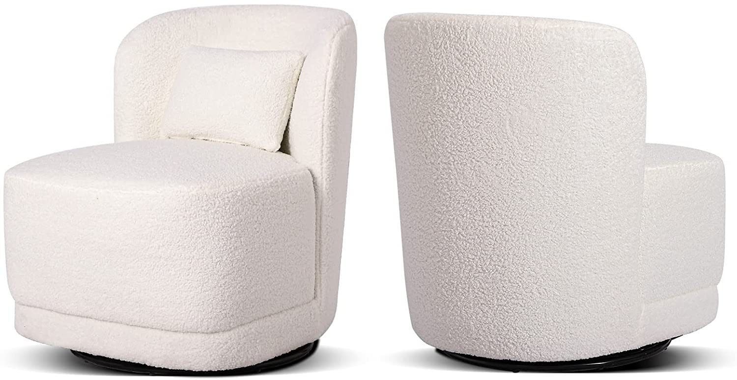 GUEAPY Swivel Barrel Chair 360 Degree Round Accent Chair for Living Room White Sherpa Chair with ... | Amazon (US)