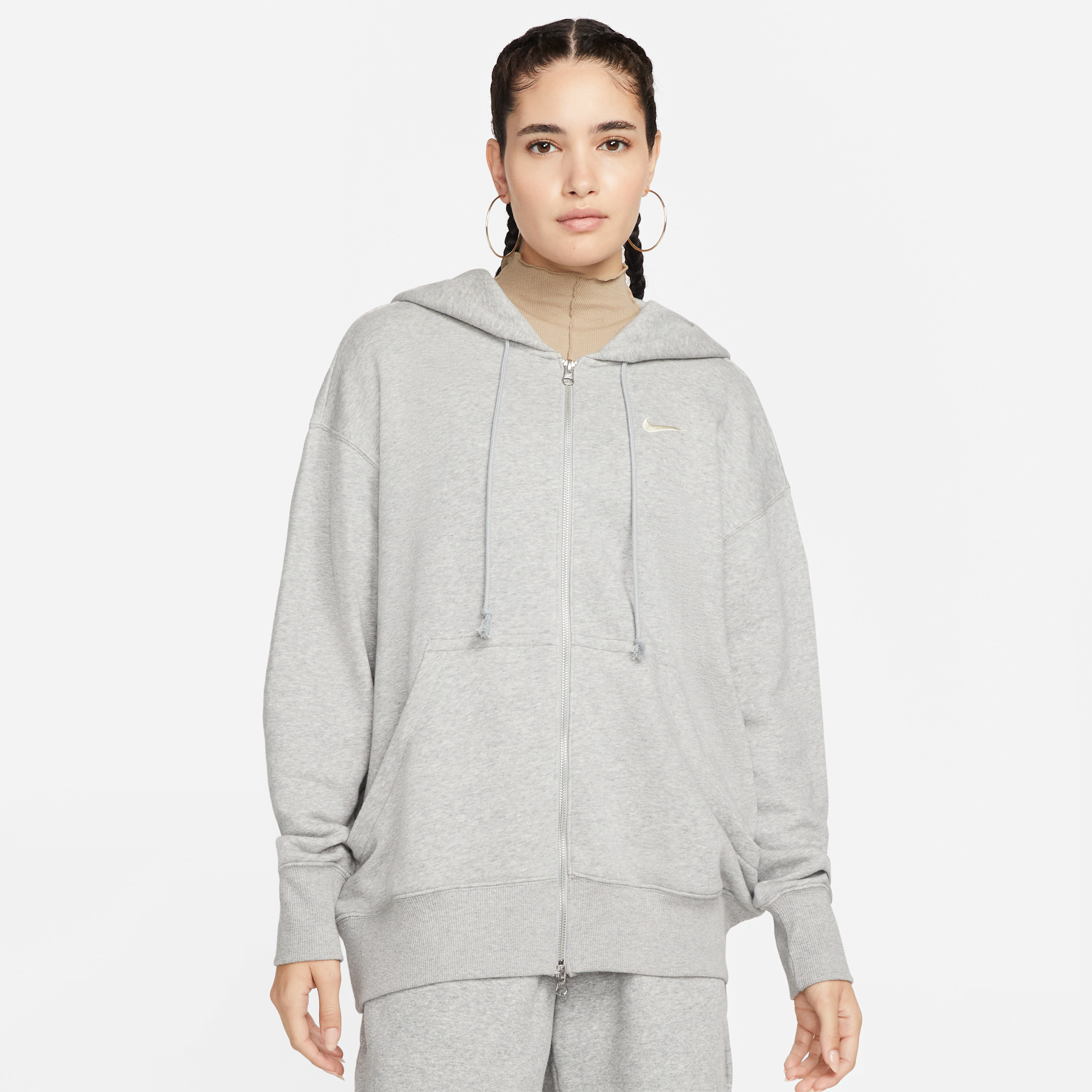 Women's Nike Sportswear Phoenix Fleece Oversized Full-Zip Hoodie in Grey | DQ5758-063 | Nike (US)