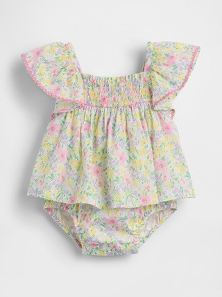 Baby Smocked Flutter-Sleeve Bodysuit Dress | Gap (US)