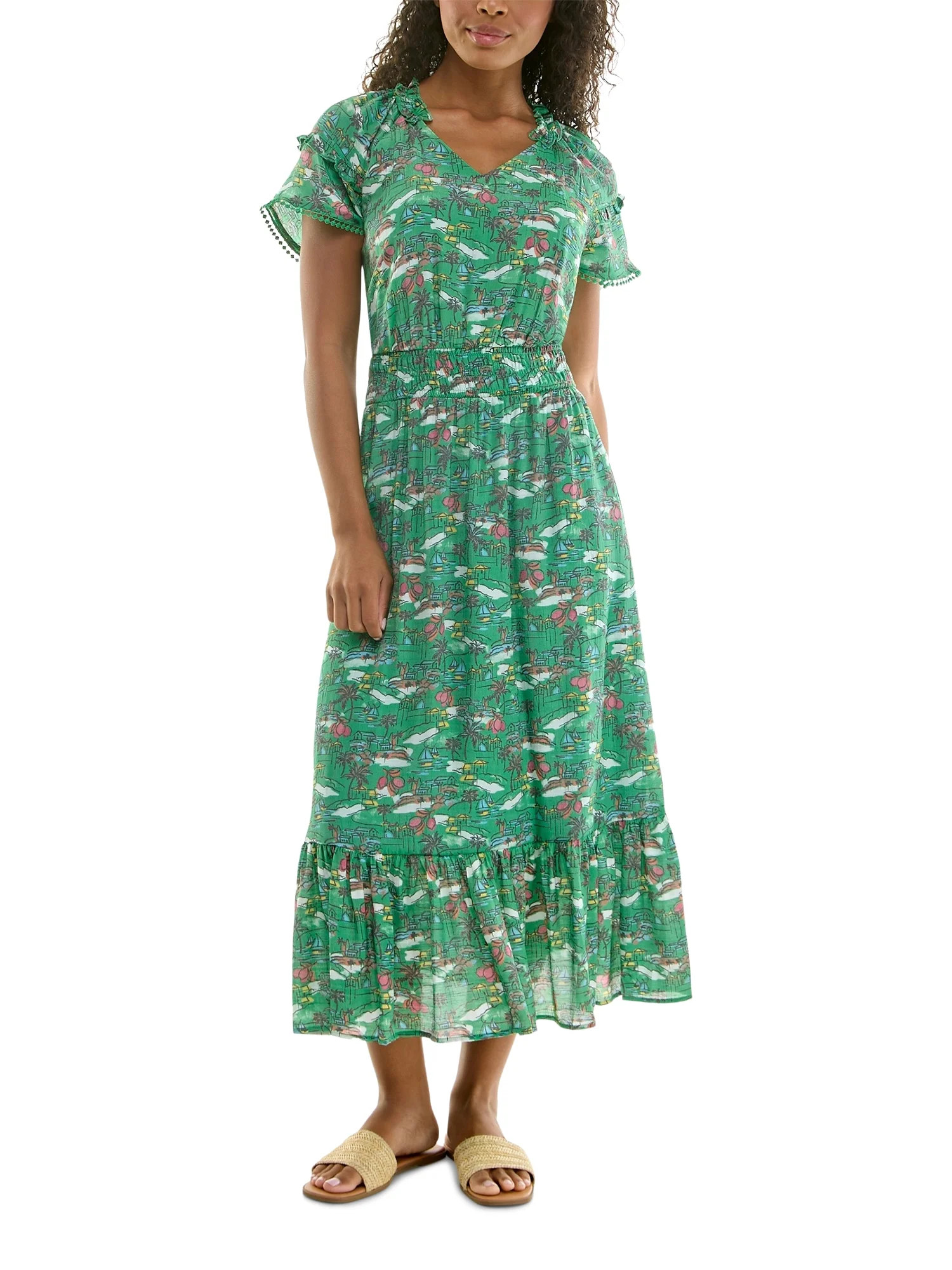 Nanette Lepore Women's Maxi Slub Dress With Bottom Fringe, Sizes XS-XXXL | Walmart (US)