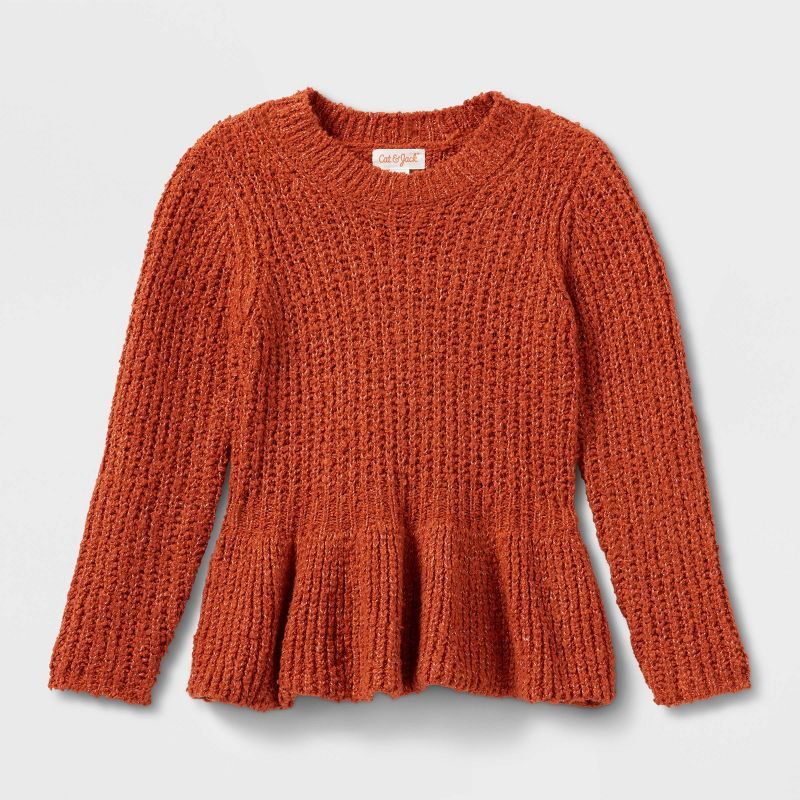 Toddler Girls' Solid Peplum Sweater - Cat & Jack™ Orange | Target