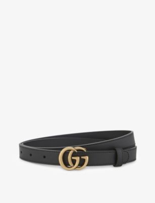 GG buckle slim leather belt | Selfridges