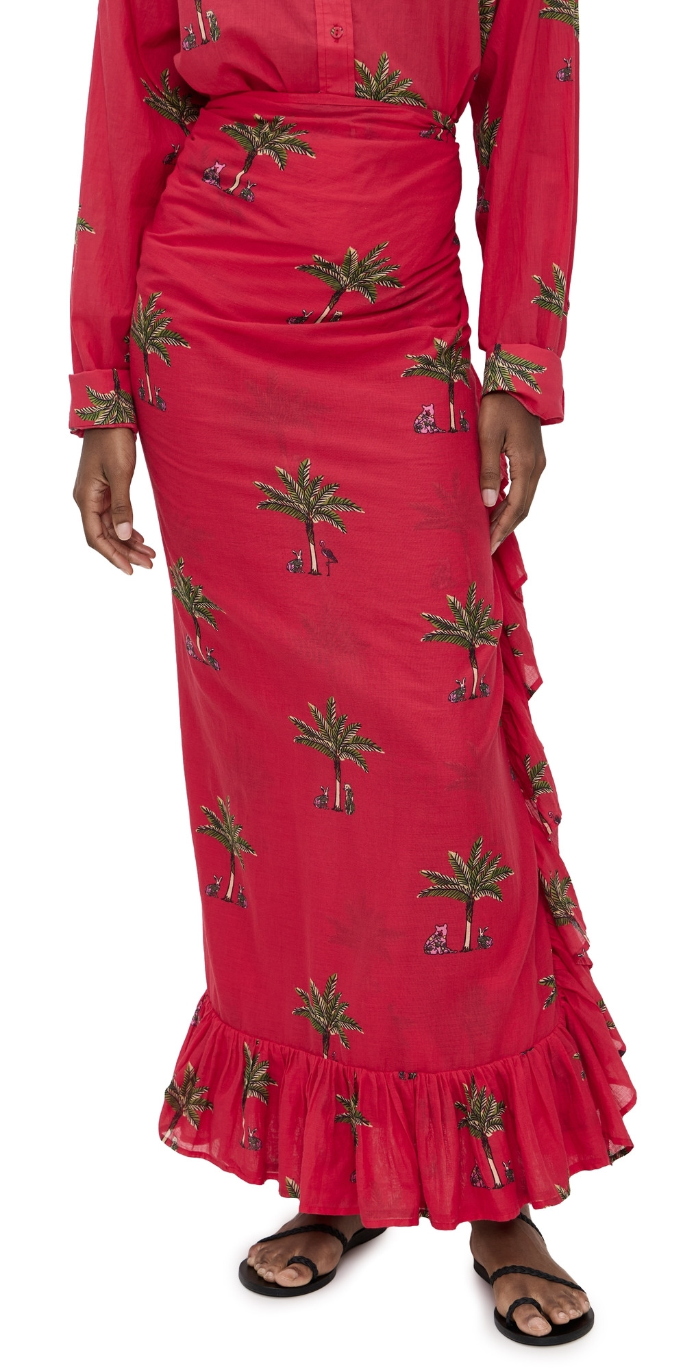 Coniglio Palm Beach Ruffle Power Pareo Petit Palm Red 1 | Shopbop