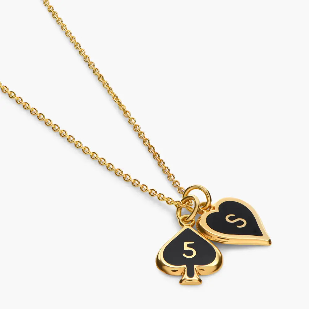 Midnight Enamel Willow Card Initials Necklace - Gold Vermeil | Oak & Luna (US)