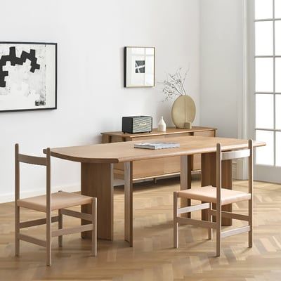Japandi 63" Solid Wood Dining Table Walnut Wooden Tabletop for 6 Person-Homary | Homary