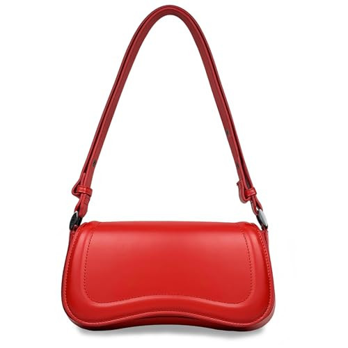 YDSIII Red Shoulder Bag, Women's Vintage Vegan Leather Shoulder Purse with Adjustable Strap | Amazon (US)