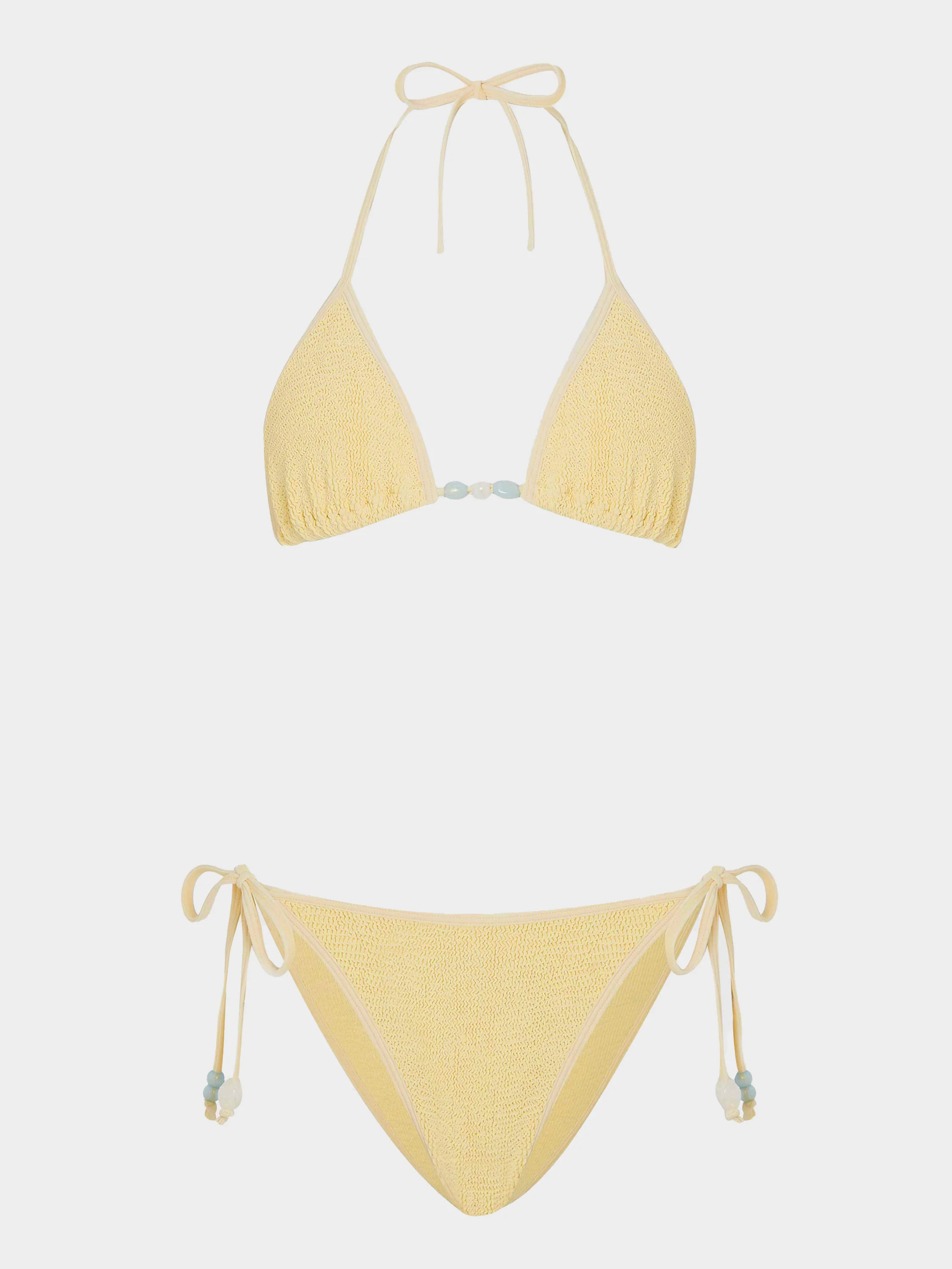 Gina Beaded Bikini - Butter | One Size Swimwear | Hunza G - Butter / One size | HUNZA G