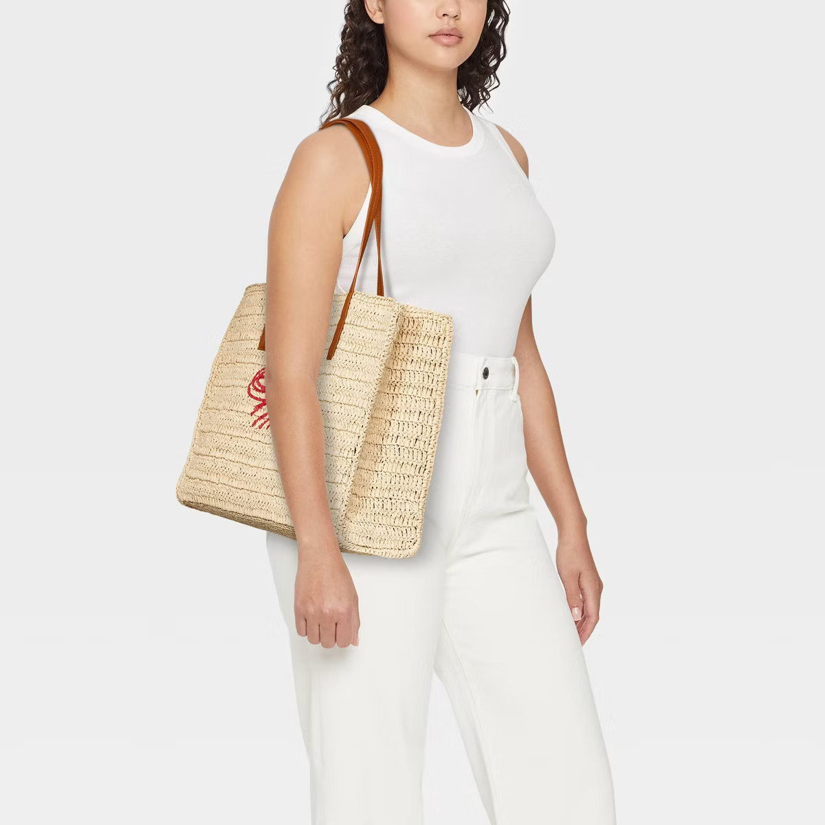 Straw Packable Shrimp Boxy Tote Handbag - Universal Thread™ Beige | Target