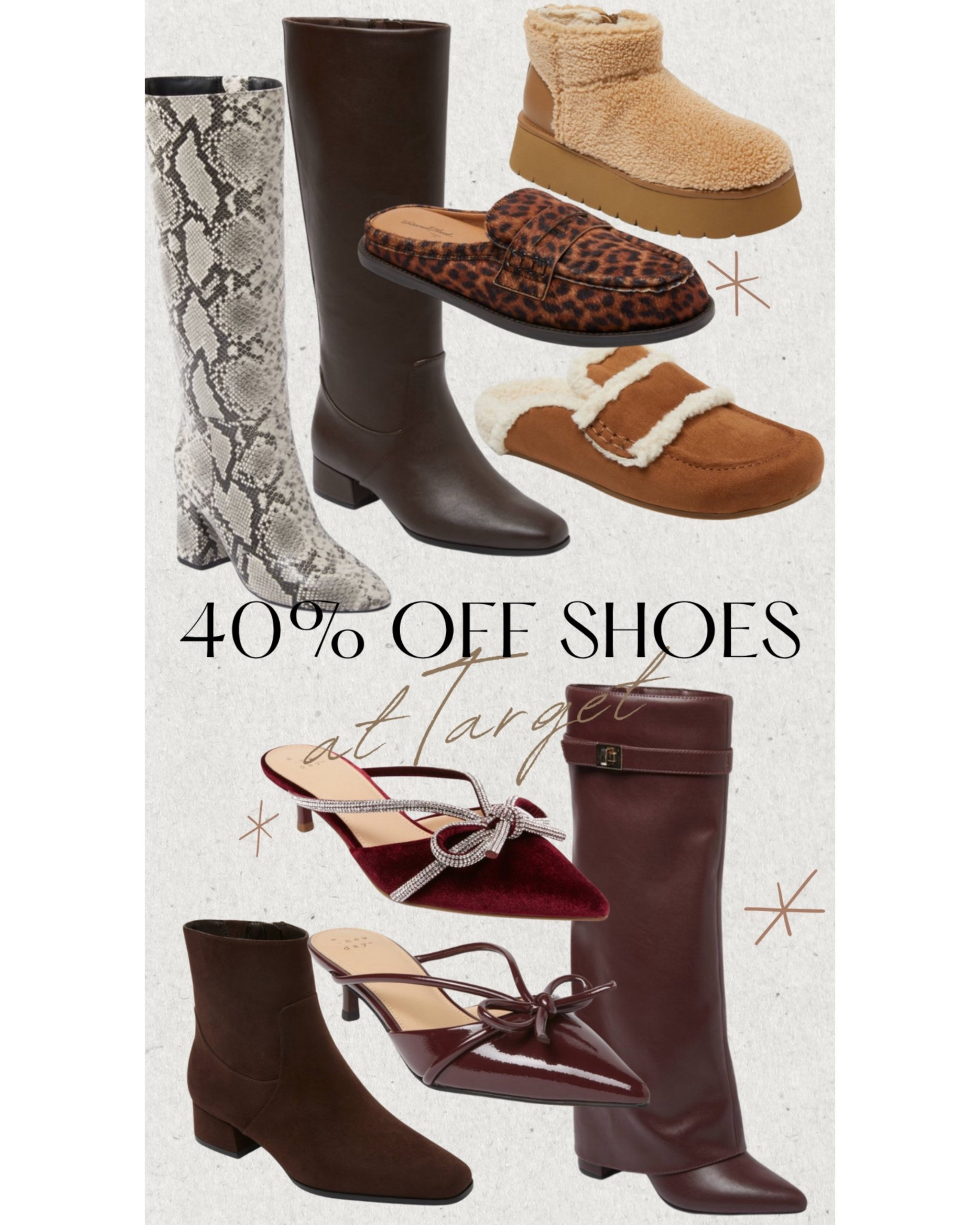 All the cute heels and boots are 40% off today! 

Kids shoes included too 

#LTKSaleAlert #LTKHoliday #LTKFindsUnder50