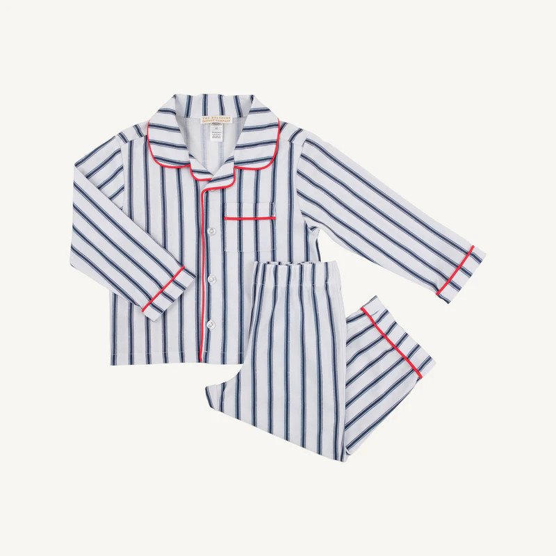 Lock's Little Set - Nantucket Navy Ticking Stripe wtih Richmond Red | The Beaufort Bonnet Company