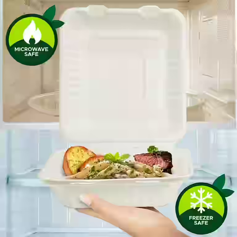 PAMI 8x8in Compostable To Go Containers with Lids, 50 count Disposable Biodegradable Bagasse Comp... | Walmart (US)