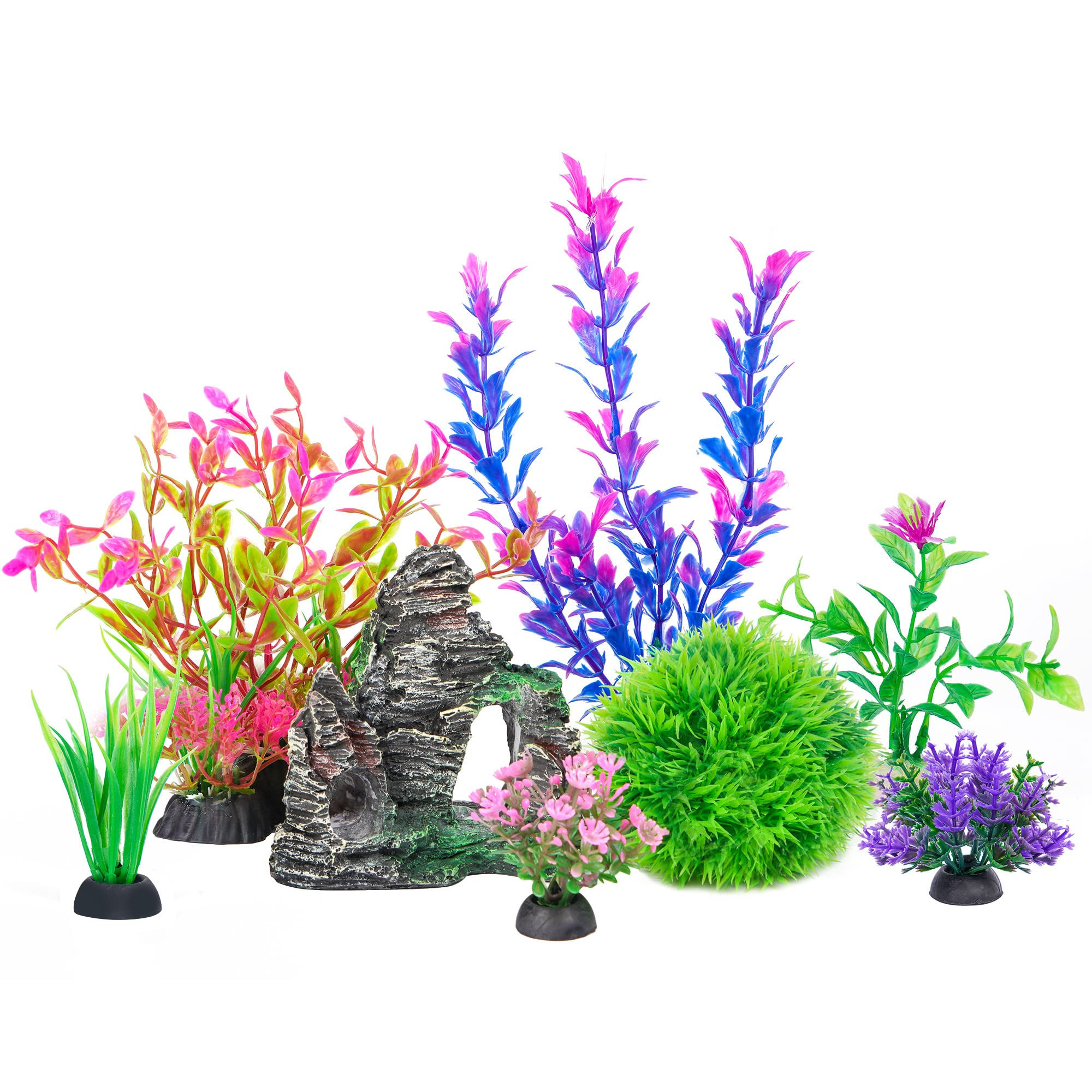 Ameliade Aquarium Artificial Plastic Plants Decorations and Rock Cave Decor Set Goldfish Betta Fi... | Amazon (US)