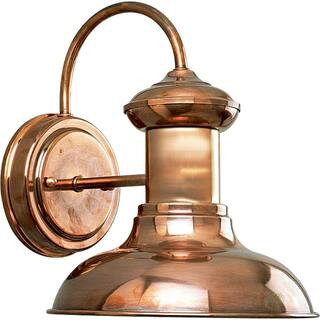 Progress Lighting Brookside Collection 1-Light Solid Copper Farmhouse Outdoor Small Wall Lantern ... | The Home Depot