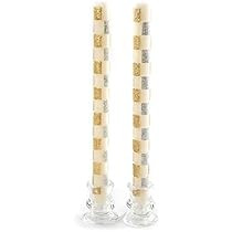 MacKenzie-Childs Glitter Check Dinner Candles - Gold & Silver - Set of 2 | Amazon (US)