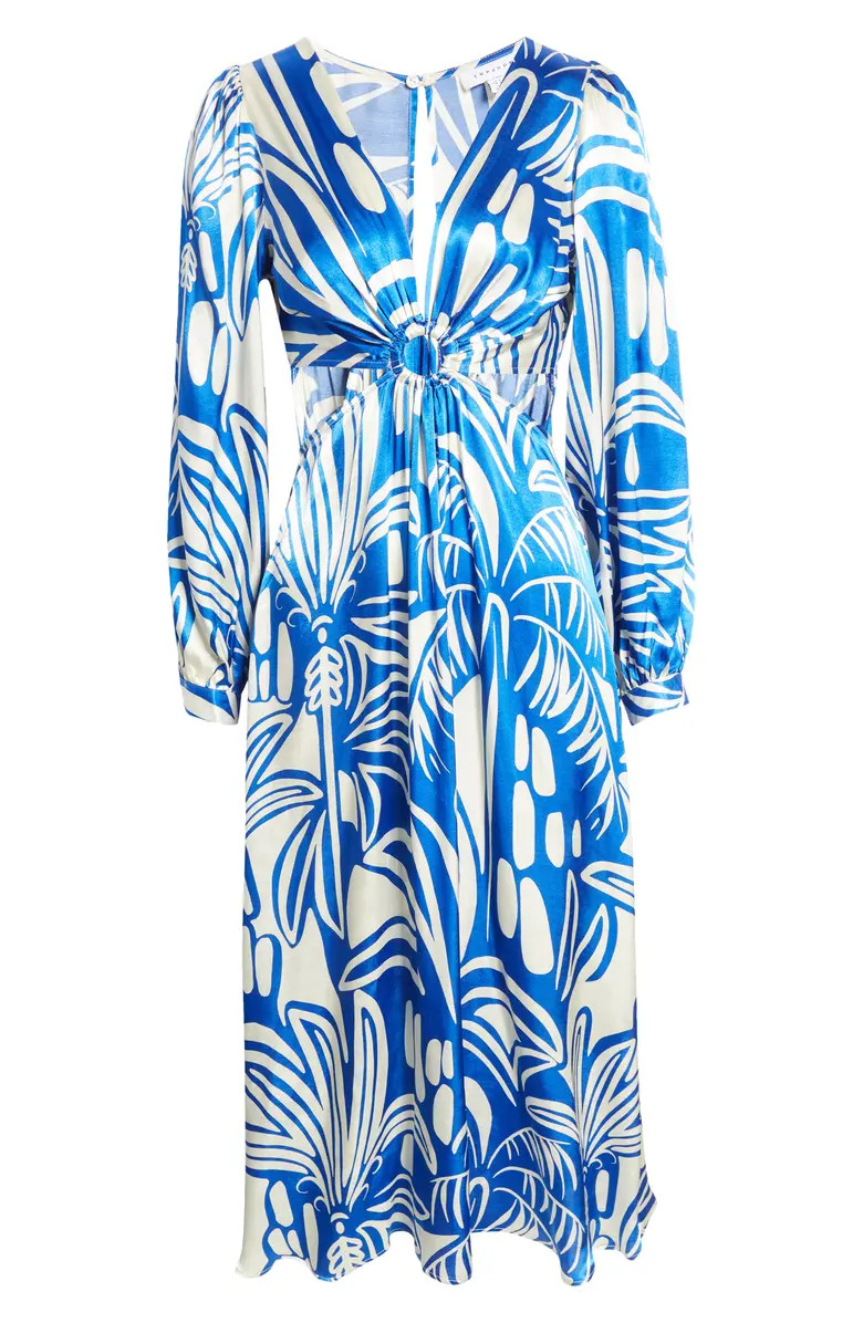 Topshop Plunge Neck Ring Detail Long Sleeve Dress | Nordstrom | Nordstrom