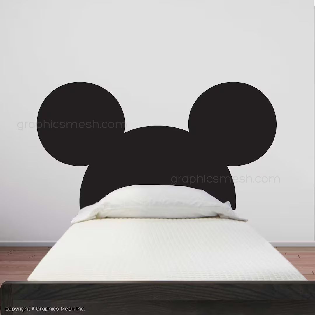Mickey Mouse Inspired DECAL HEADBOARD Mickey Ears Wall Decals by Graphicsmesh - Etsy | Etsy (US)