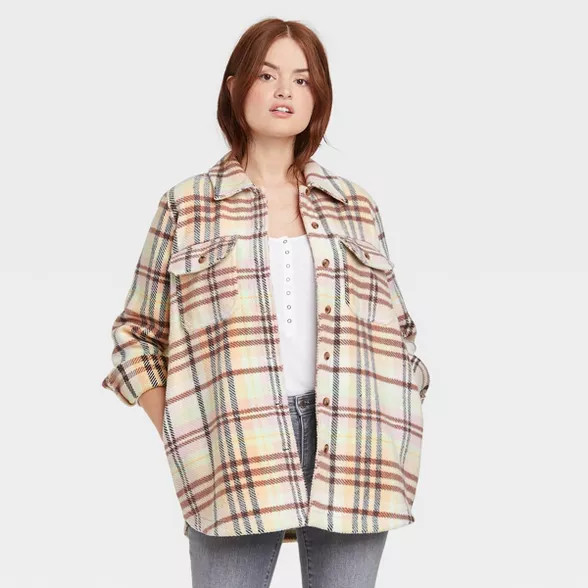 Women's Long Sleeve Jacket - Universal Thread™ Plaid S | Target