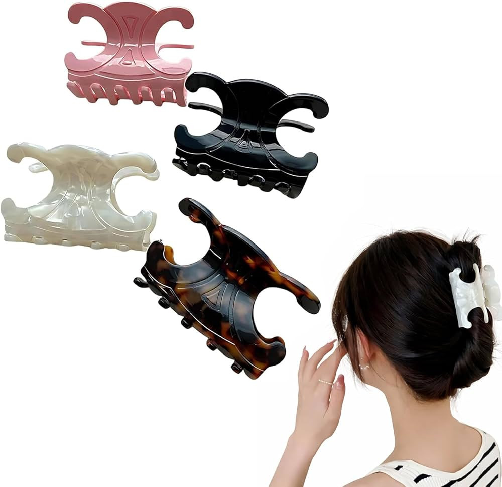 Premium Durable Acetate Butterfly Clips, Acetate Hair Claw Clips, 4 Pack Claw Clip Set, Strong Ho... | Amazon (US)