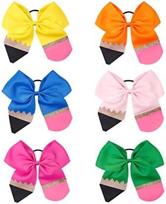 Amazon.com : Pencil Girls Hair Bow Ponytail Holder Jumbo Hair Clips For Cheerleader Girls JBC13 (... | Amazon (US)