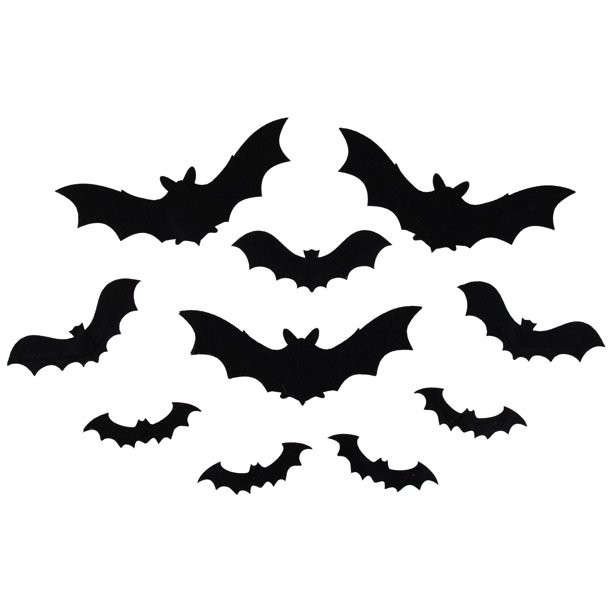 Set of 10 Black Halloween Posable Felt Bats | Walmart (US)