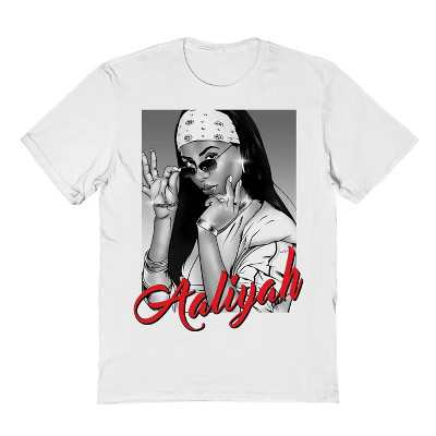Aaliyah Men's Monochromatic 3 Short Sleeve Graphic Cotton T-Shirt - White 2X | Target