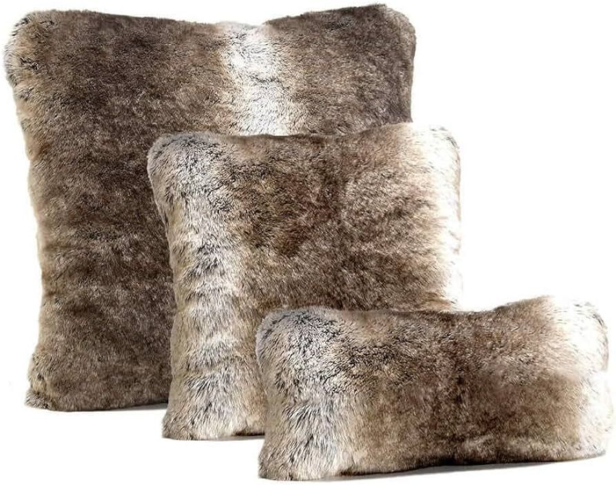 Fabulous-Furs Donna Salyers Signature Series Grey Rabbit Faux Fur Pillows, Grey Rabbit, 24x24 | Amazon (US)