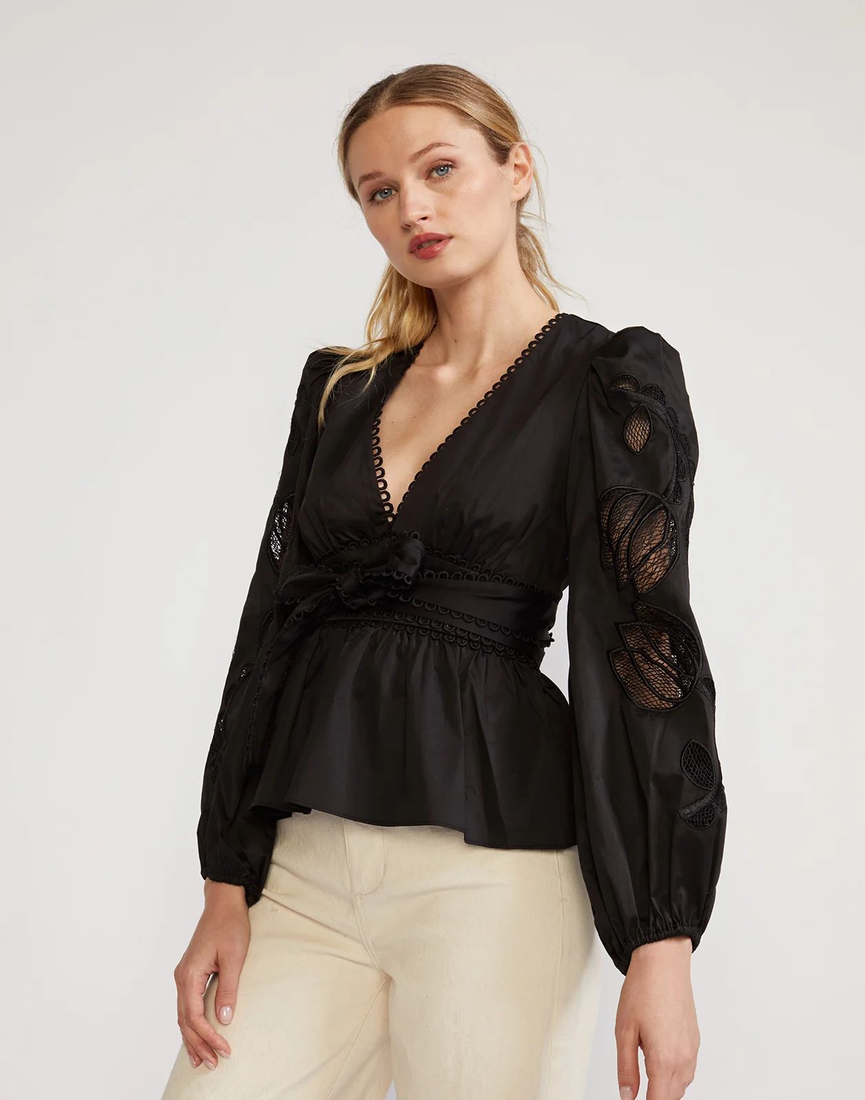 Tulip Lace Embroidered Cotton Blouse | Cynthia Rowley