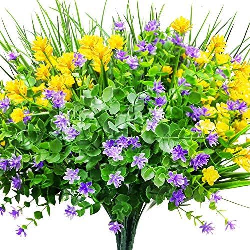 CEWOR 9pcs Artificial Flowers Outdoor UV Resistant Outdoors Fake Plants Faux Plastic Flower in Bulk  | Amazon (US)