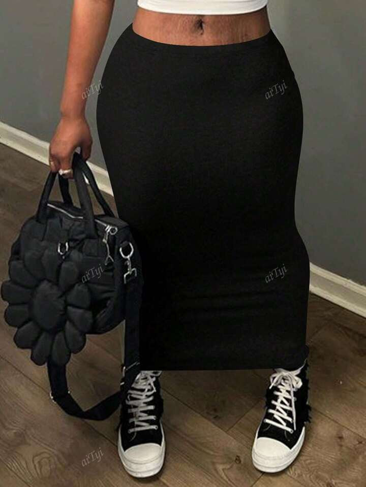 Plus Size A-Line Skirt, Fashionable & Versatile, Suitable For Graduation Season And Independence ... | SHEIN