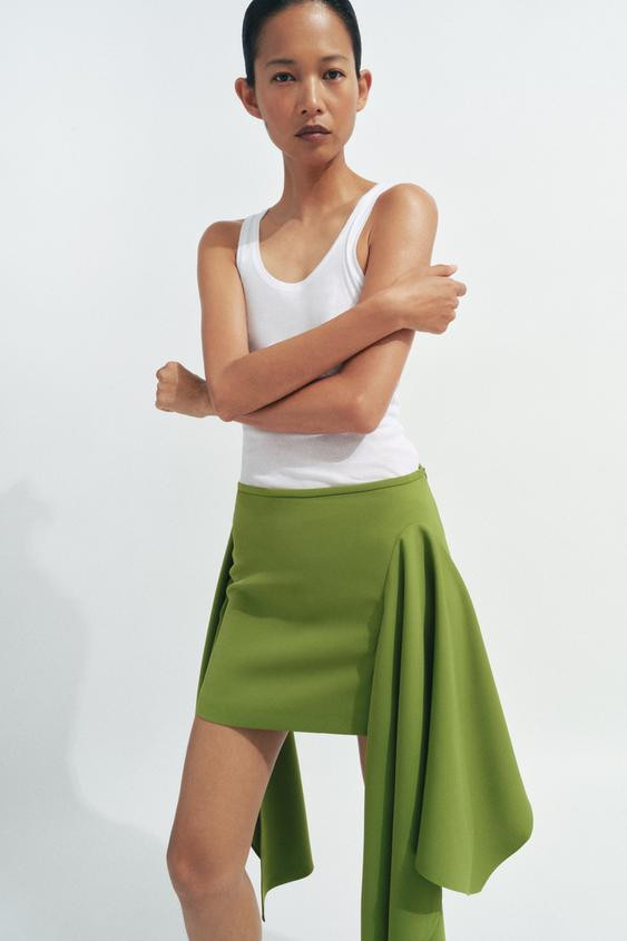 ZW COLLECTION ASYMMETRIC HEM MINI SKIRT | Zara US