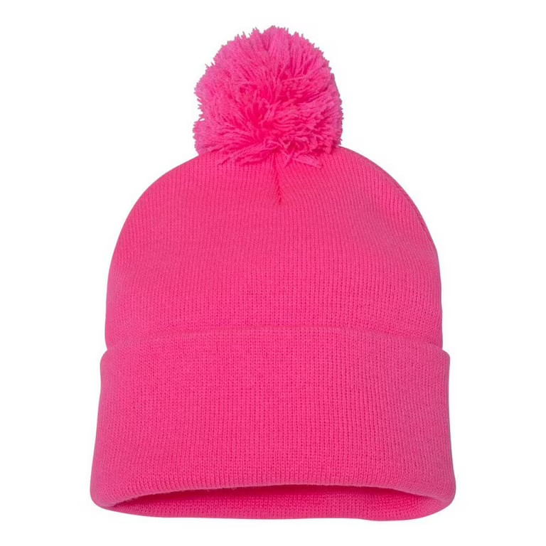 Couver Unisex 12 inch Knit Acrylic Warm Winter Beanie Hat with Pom Pom (Neon Pink) , 1 Piece | Walmart (US)