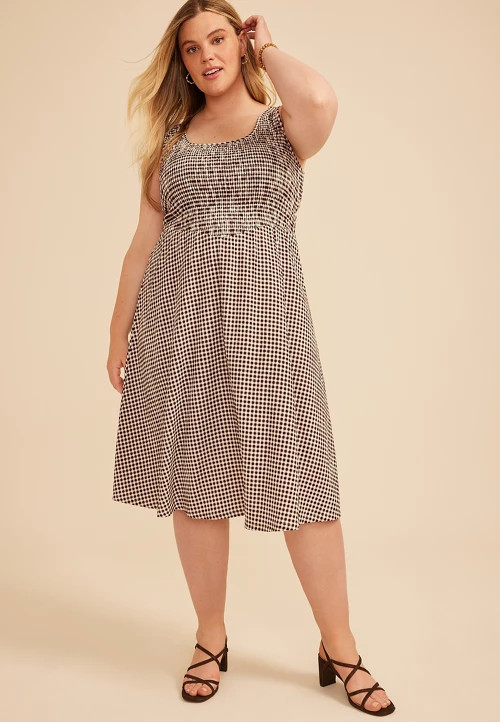 Bare Scoop Neck Smocked Midi Dress | maurices | Maurices