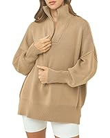 LILLUSORY Women's Long Sleeve 1/4 Zipper Collar Drop Shoulder Oversized Split Hem Slouchy Sweatsh... | Amazon (US)