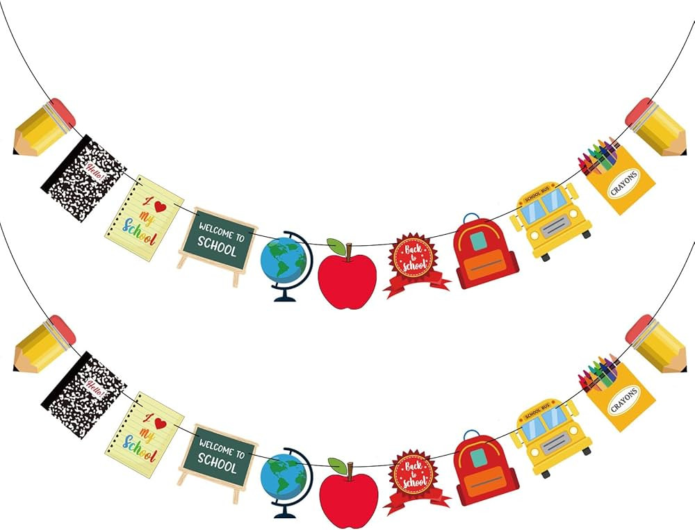 2 Pcs Back to School Banner for Classroom Decorations 9.84ft in Total Welcome Back Creative Theme... | Amazon (US)
