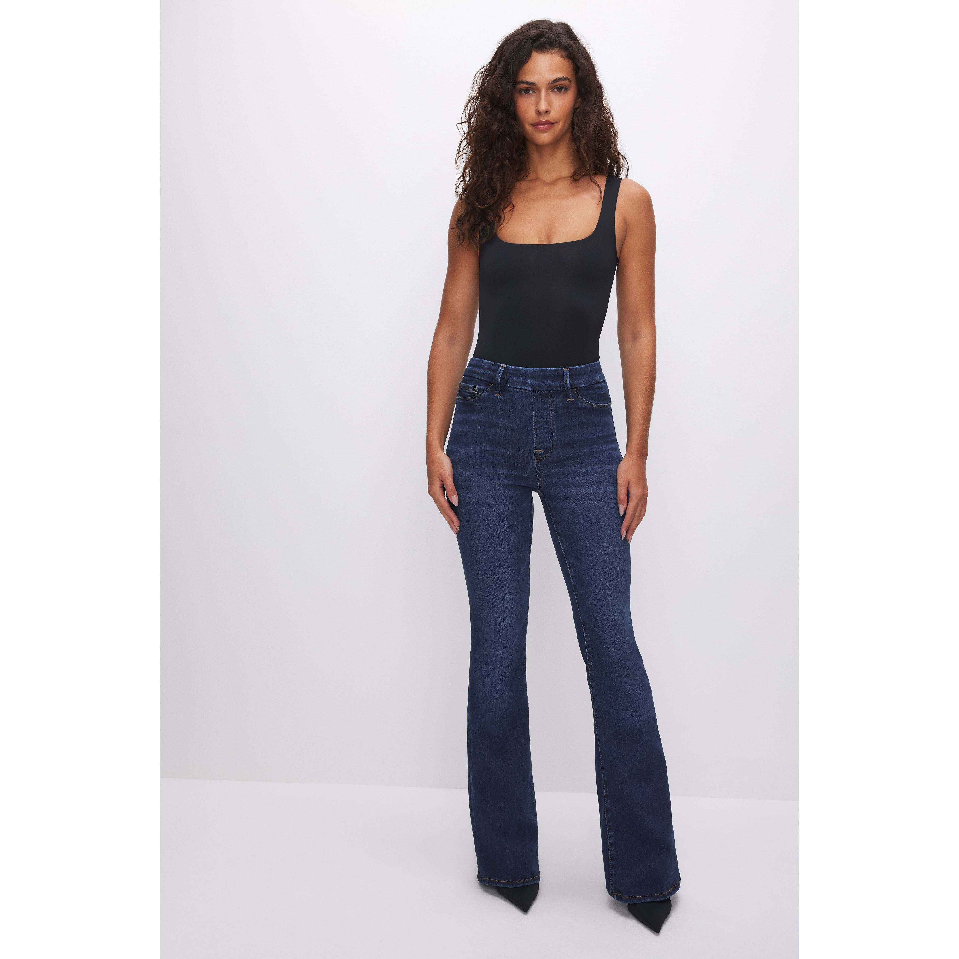 Women's Power Stretch Pull-On Flare Jeans | Indigo, Size XS | Good American by Khloé Kardashian | Good American