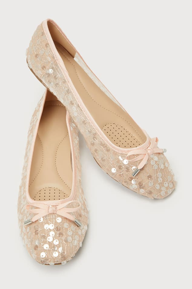 Adaliz Pink Sheer Mesh Sequin Ballet Flats | Lulus (US)