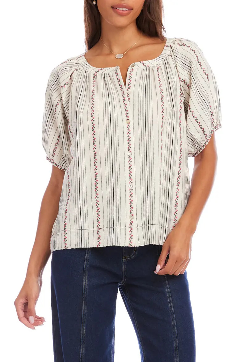 Stripe & Embroidery Peasant Top (Women) | Nordstrom | Nordstrom