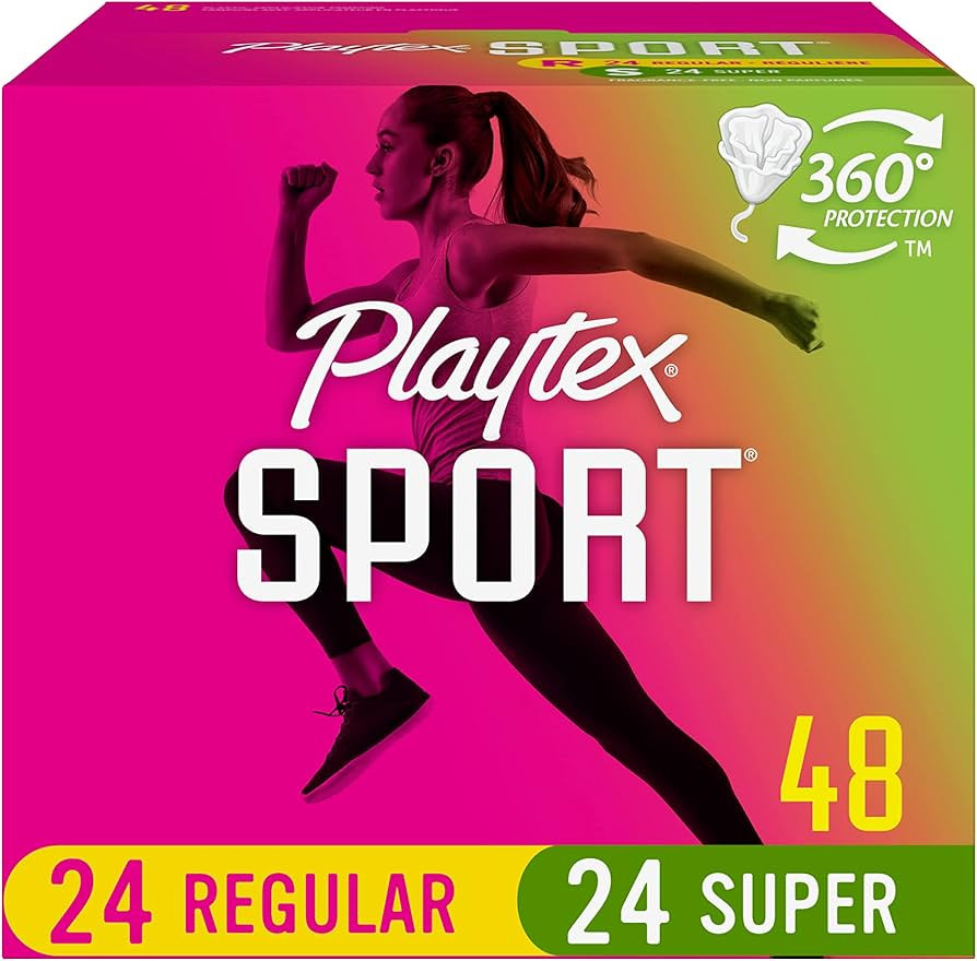 Playtex Sport Tampons, Multipack (24ct Regular/24ct Super Absorbency), Fragrance-Free - 48ct | Amazon (US)