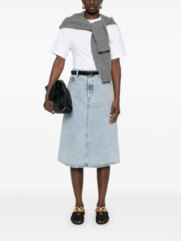 TOTEME Organic Cotton Denim Midi Skirt | Blue | FARFETCH | Farfetch Global