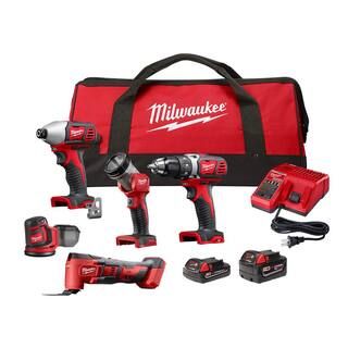 Milwaukee M18 18V Lithium-Ion Cordless Combo Tool Kit (5-Tool) with 3.0 Ah and 1.5 Ah Batteries, ... | The Home Depot