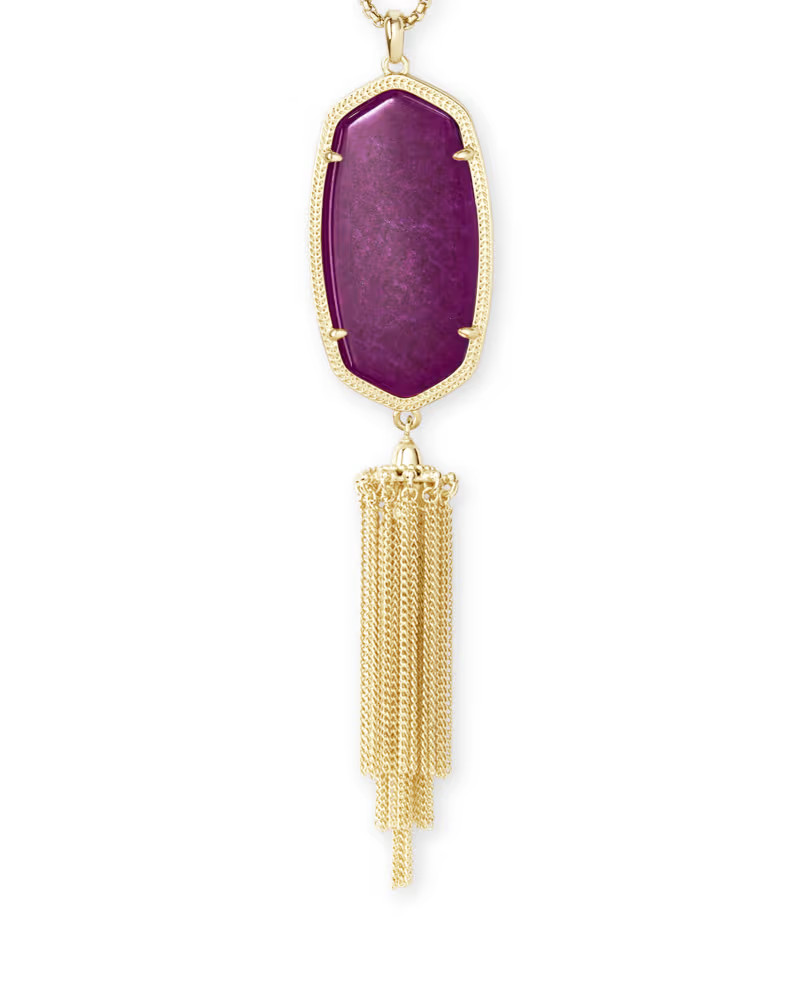 Rayne Gold Long Pendant Necklace in Purple Jade | Kendra Scott
